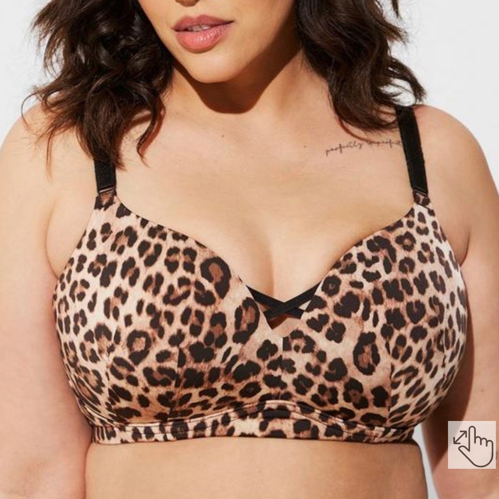 NWT Torrid WIRE-FREE PUSH UP PRINT 360 BACK SMOOTHING BRA Cheetah Size 44DD